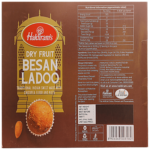 Haldiram's Dry Fruit Besan Ladoo, 400 g  Made of Rich & Delicious Ingredients