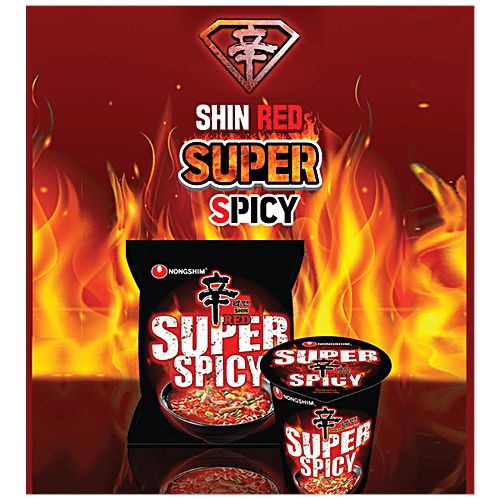 NONGSHIM Shin Red Super Spicy Noodles, 120 g  Super Spicy
 Intense Flavour