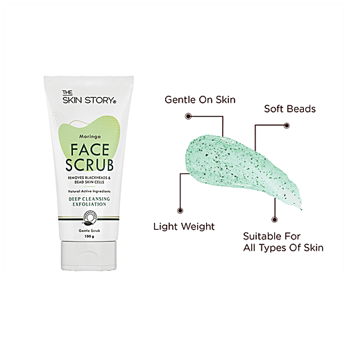 The Skin Story Moringa Face Gentle Scrub - Deep Cleansing Exfoliator, 100 g  
