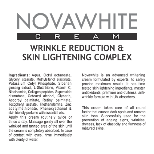 Bionova Novawhite Glutathione & Vitamin C Cream - For Men & Women, Suitable For all Skin Types, 100 ml  