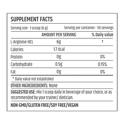 BTN Sports Pure & Raw L-Arginine - 50 Servings, 300 g  