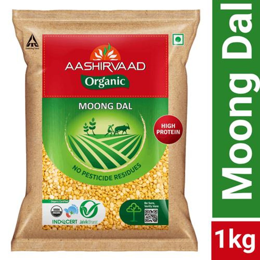 Aashirvaad Nature's Super Foods Organic Moong Dal/Hesaru Bele, 1 kg 