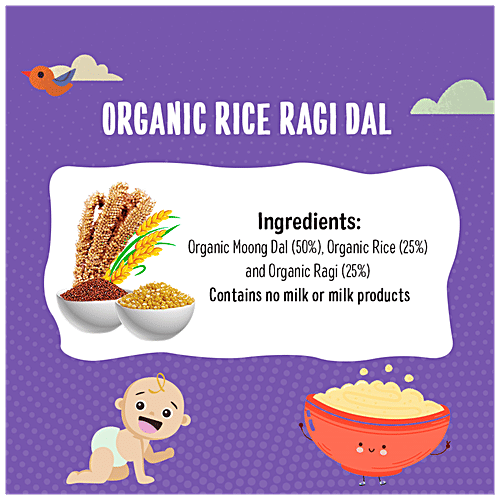 Timios Porridge - Organic Rice, Ragi & Dal, For Babies 8+ Months, 200 g  Rich in Protein & Calcium