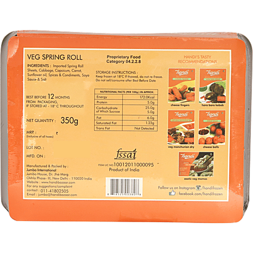Handi Veg Spring Rolls, 350 g Box Preservative Free