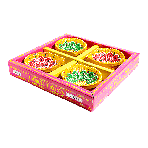 DP Mud Diya - Assorted Colour, ED121B, 4 pcs