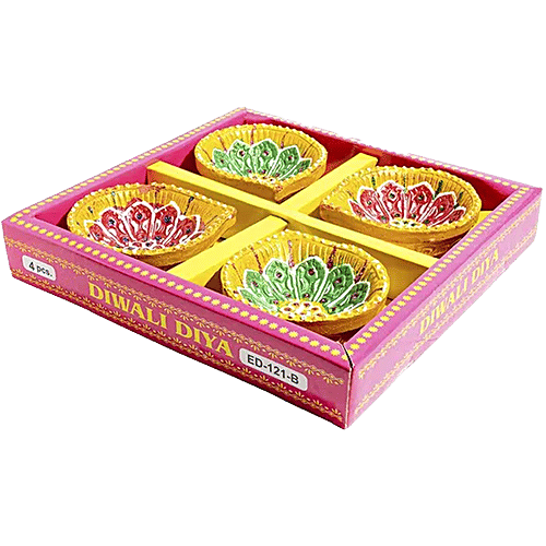 DP Mud Diya - Assorted Colour, ED121B, 4 pcs