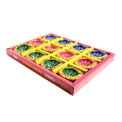 DP Mud Diya - Assorted Colour, ED123F, 12 pcs