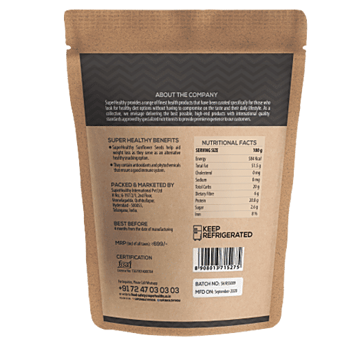 SuperHealthy Roasted Sunflower Seeds, 1 kg Pouch 