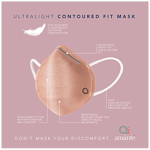 Amante Face Mask - Ultra-Light Contoured Fit, Small, Chalk Rose, 1 pc  