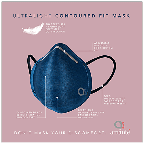Amante Face Mask - Ultra-Light Contoured Fit, Small, Digi Blue, 1 pc  