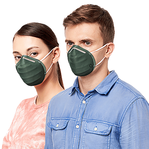Amante Face Mask - Ultra-Light Contoured Fit, Medium, Dark Green, 1 pc  