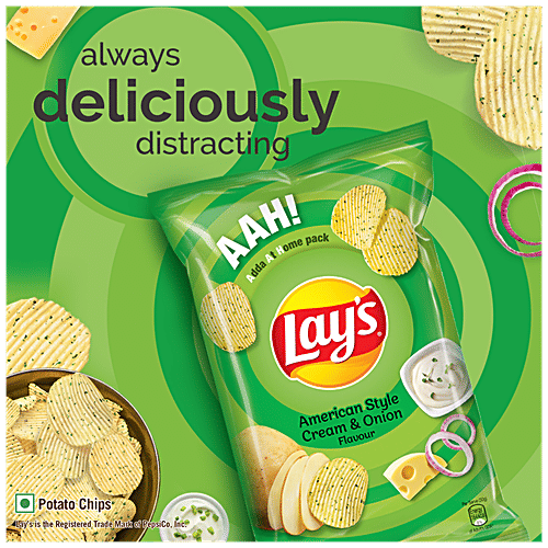 Buy Lays Potato Chips American Style Cream & Onion Flavour, Crunchy Snacks Online at Best
