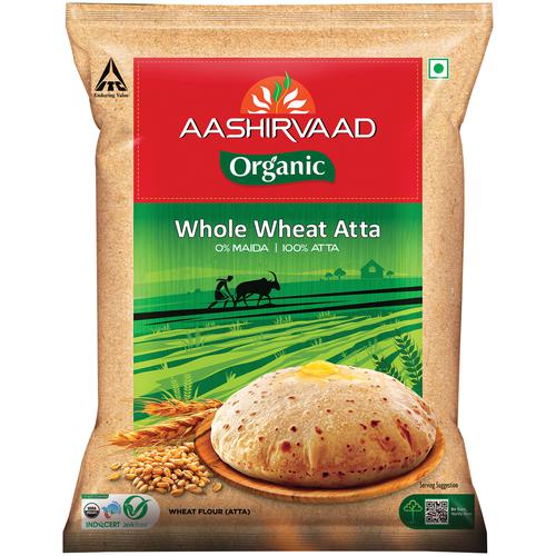 Aashirvaad Organic Whole Wheat Atta, 5 kg  0% Maida, 100% Atta