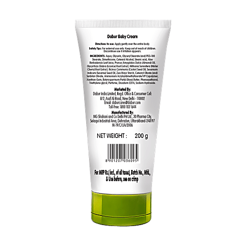 Dabur Baby Cream - For Soft Skin With No Harmful Chemicals, 200 g  