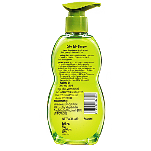 Dabur Baby Shampoo - With No Harmful Chemicals & Tear Free Formula, 500 ml  100% Soap Free & No Harmful Chemicals