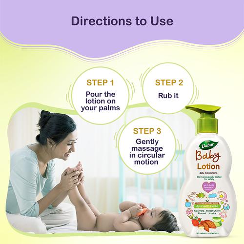 Dabur Baby Lotion -  For Baby's Sensitive Skin With No Harmful Chemicals, 500 ml  