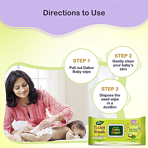 Dabur Baby Wipes With Moisture Lock Cap, 480 wipes (Pack of 6) 