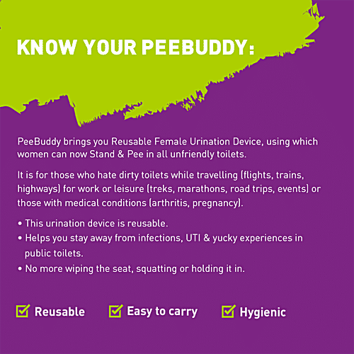 Peebuddy Reusable Portable Stand and Pee Urination Device for Women -| Portable, Leak-proof and Zero Spillage | Ideal for Public Toilets, Travel, Camping, Hiking and Outdoor Activities, 1 pc  Easy to Use & Leak-Proof