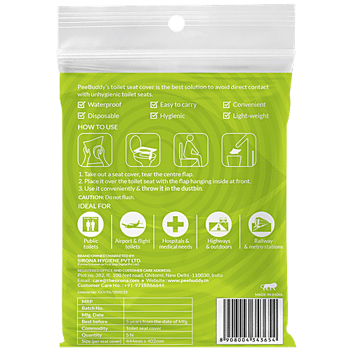 Peebuddy Waterproof Toilet Seat Cover - 5 Sheets (Pack of 2) | No Direct Contact with Unhygienic Seats | Easy To Dispose | Nature Friendly | Must Have For Women and Men, 5 pcs (Pack of 2) Disposable & Hygienic