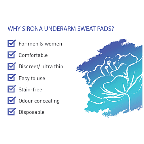 SIRONA Disposable Underarm Sweat Pads for Men and Women -| Peel-off | Stain proof | Anti Perspiration, 12 pcs (Pack of 2) Stain Free
