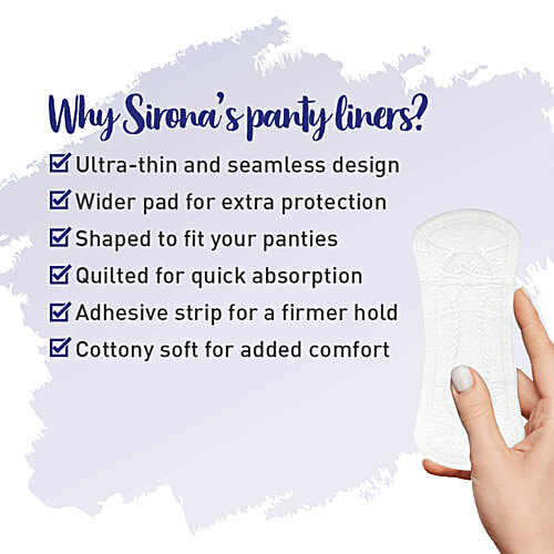SIRONA Ultra-Thin Cottony Crisp Panty Liners | Ultra Soft and Breathable Liners for Everyday Use, 60 pcs (Pack of 2) Chlorine & Fragrance Free, Non-Toxic