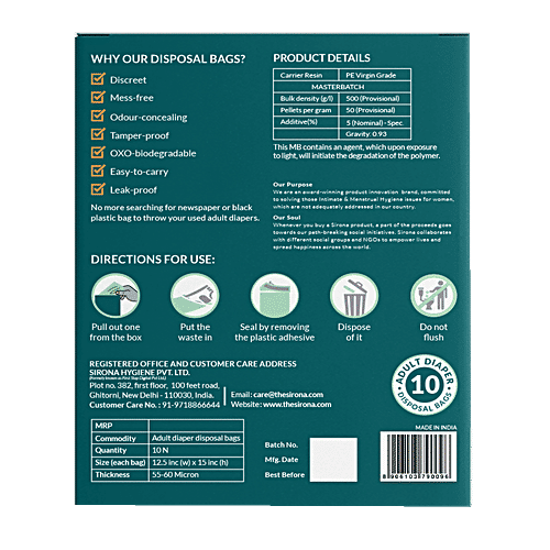 Sirona Premium Adult Diaper Disposal Bags, 10 pcs  