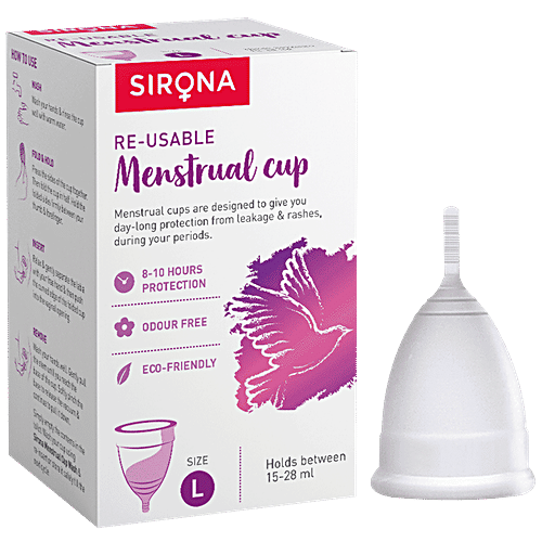 Sirona Pro Super Soft Reusable FDA Approved Menstrual Cup With Medical Grade Silicon - Large, 1 pc  