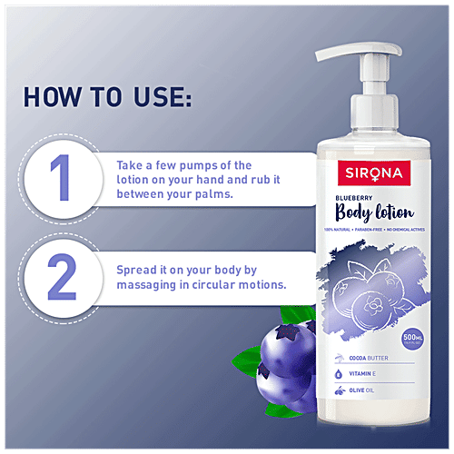 Sirona Natural Blueberry Body Lotion With Cocoa Butter, Vitamin E & Olive Oil, 500 ml  