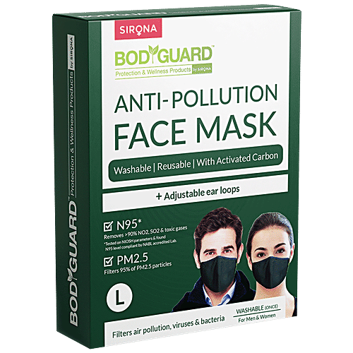 Bodyguard N95 + PM2.5 Anti Pollution Face Mask With Activated Carbon - Large, 1 pc  Washable(Once)