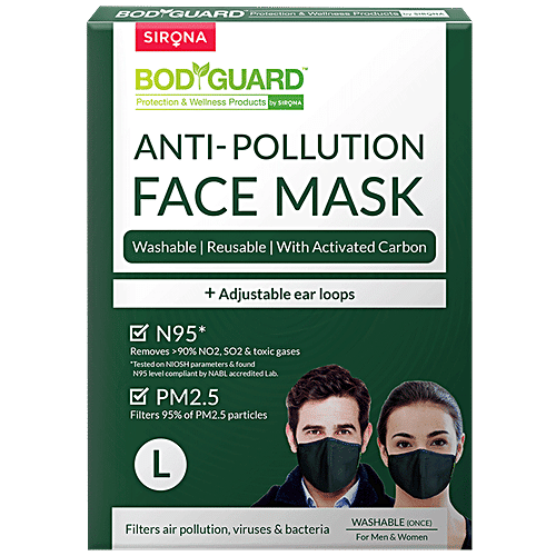 Bodyguard N95 + PM2.5 Anti Pollution Face Mask With Activated Carbon - Large, 1 pc  Washable(Once)