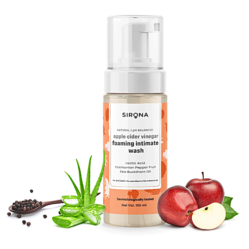 SIRONA Foaming Intimate Wash with Apple Cider Vinegar for Men & Women | pH Balanced Hygiene Wash, 100 ml  No Parabens & Mineral Oil