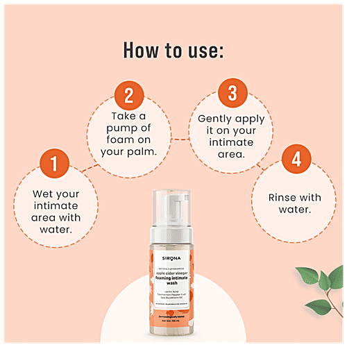 SIRONA Foaming Intimate Wash with Apple Cider Vinegar for Men & Women | pH Balanced Hygiene Wash, 100 ml  No Parabens & Mineral Oil