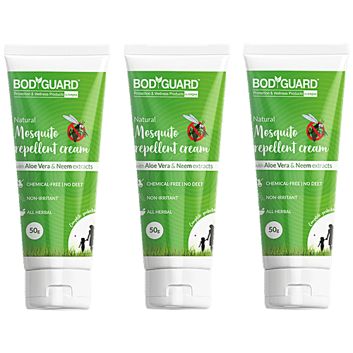 Bodyguard Natural Mosquito Repellent Cream with Aloe Vera and Neem Extracts - 50 g (Pack of 3), 50 g (Pack of 3) 