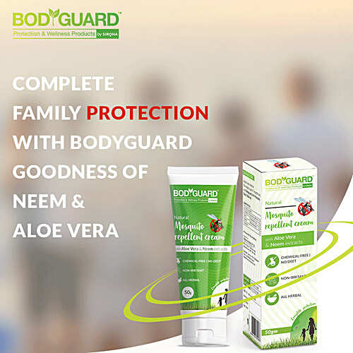 Bodyguard Natural Mosquito Repellent Cream with Aloe Vera and Neem Extracts - 50 g (Pack of 3), 50 g (Pack of 3) 