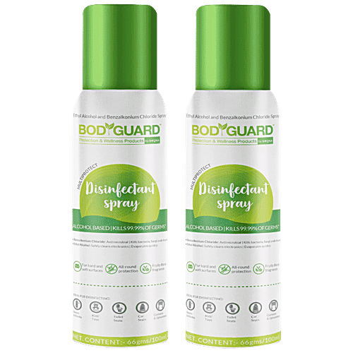 Bodyguard Multiprotect Disinfectant Spray - Fruity Floral, Alcohol Based, 100 ml (Pack of 2) Kills 99.99% of Germs