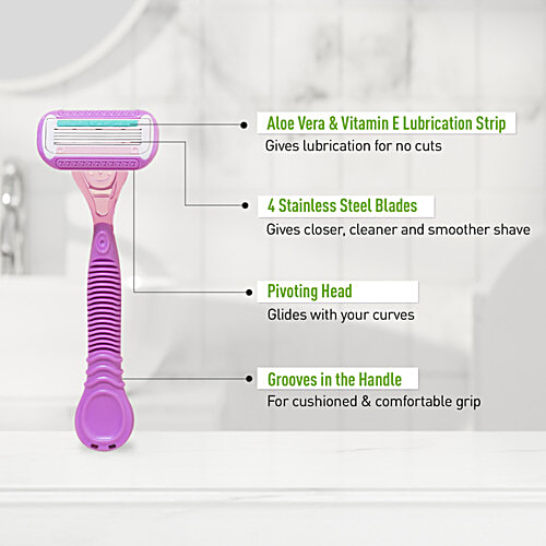SIRONA Reusable 4 Blade Reusable Body Razor with Aloe Boost For Women, 1 pc  Easy Shave, No Cuts