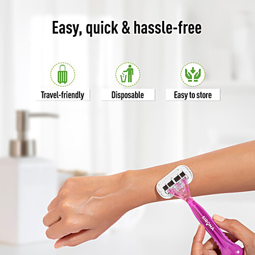 SIRONA Reusable 4 Blade Reusable Body Razor with Aloe Boost For Women, 1 pc  Easy Shave, No Cuts