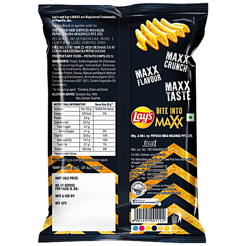 Buy Lays Maxx Potato Chips Sizzling Barbeque Flavour, Crunchy Crispy