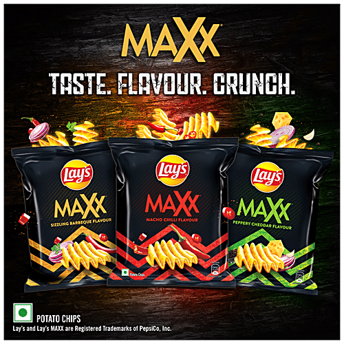 Buy Lays Maxx Potato Chips Sizzling Barbeque Flavour, Crunchy Crispy