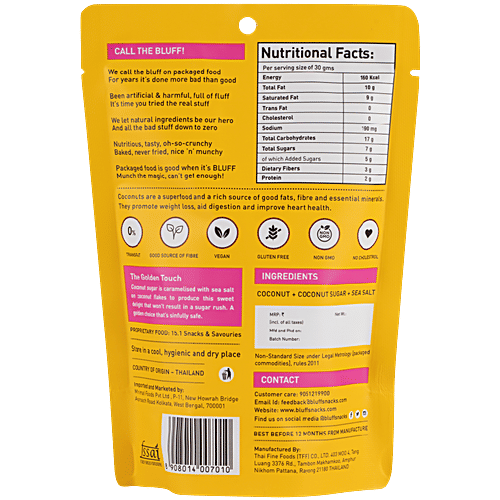 Bluff Roasted Coconut Chips - Curious Caramel, 30 g No Preservatives & No Additives