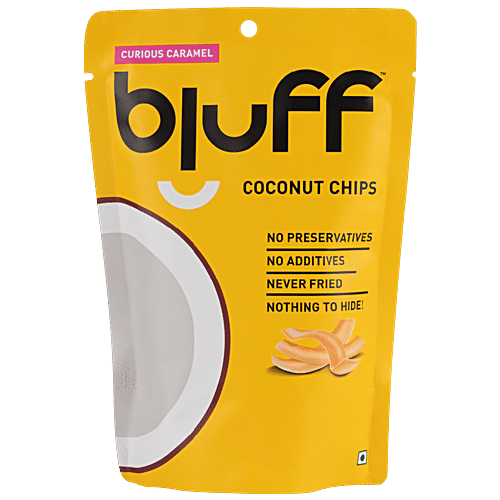 Bluff Roasted Coconut Chips - Curious Caramel, 30 g No Preservatives & No Additives