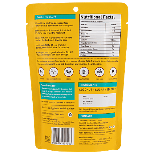 BLUFF Roasted Coconut Chips - Simply Sweet, 30 g  