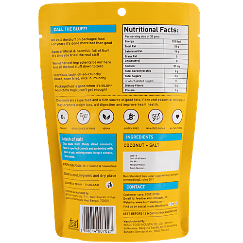 BLUFF Roasted Coconut Chips - Slightly Salted, 30 g  