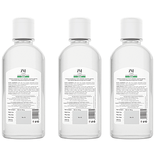 ZM LABS Hand Sanitizer - Lemon, Alcohol Based, Kills 99.9% Bacteria, Fungi & Viruses, 100 ml (Pack of 3) 