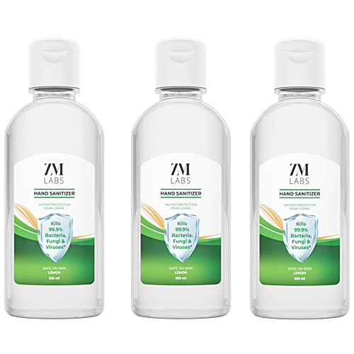ZM LABS Hand Sanitizer - Lemon, Alcohol Based, Kills 99.9% Bacteria, Fungi & Viruses, 100 ml (Pack of 3) 