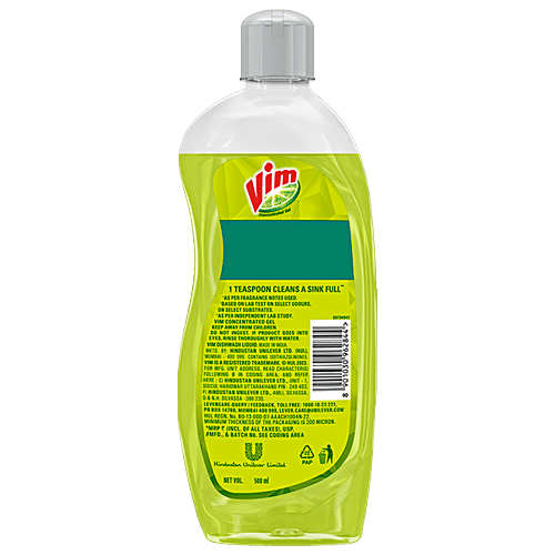 Vim Pudina Fresh Dishwash Gel, 500 ml  Degreasing Power of Lemons