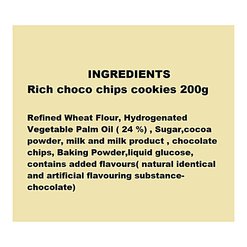Kabhi B Rich Chocolate Chip Cookies, 200 g PACKET 