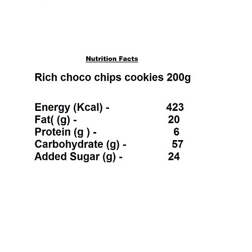 Kabhi B Rich Chocolate Chip Cookies, 200 g PACKET 