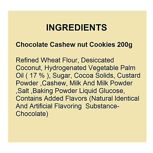Kabhi B Chocolate Cashew Nut Cookies, 200 g PACKET 