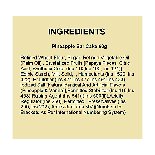 Buy KABHI B Pineapple Bar Cake Online at Best Price of Rs 25 bigbasket